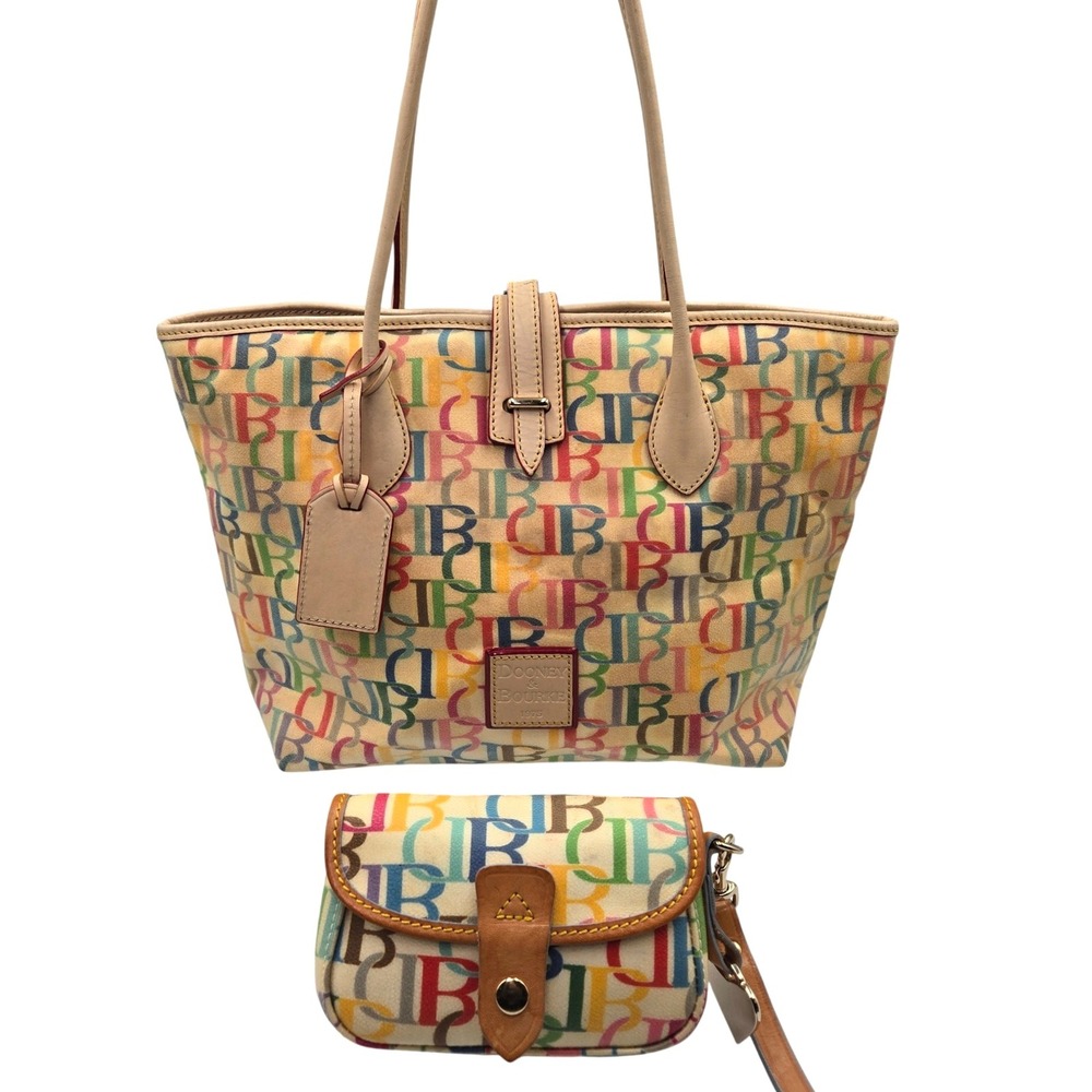Dooney & Bourke Multicolored Signature Canvas‎ Tote Bag with Matching Pouch